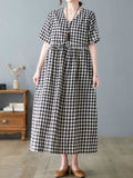 Feel Ambitious Plaid Cotton Smock Dress