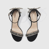 Ankle Strap Thin High Heels Sandals Black