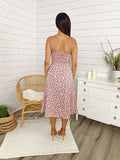 Floral Shoulder Tying Leg Slit Midi Dress