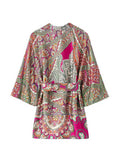 Summer Paisley Print jacket Style Kimono Gown Robe