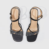 Ankle Strap Heeled Sandals Black