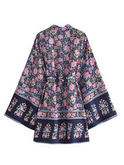 Bata tipo kimono con estampado floral para fiesta