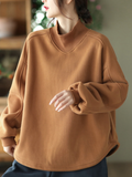 Long sleeves Pullover Plus Fleece Casual Sweater Loose Top