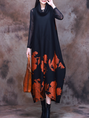 Vestido largo estampado de cuello alto con estilo y sin esfuerzo