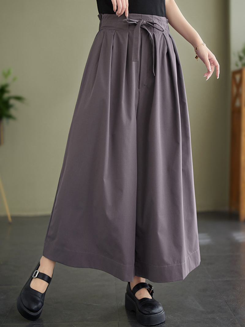 Keep Your Dream Save – Baumwollhose mit hoher Taille und weitem Bein