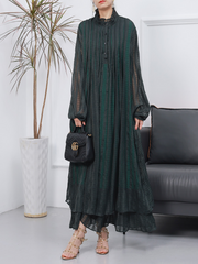 Vestido largo elegante de manga larga para mujer