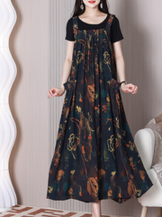 Loose Round Neck Salopette Dress