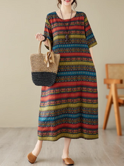 Vestido midi clásico con estampado de rayas de colores Charmer