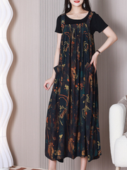 Loose Round Neck Salopette Dress