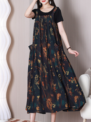 Loose Round Neck Salopette Dress