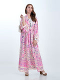 Partywear & Beachwear Floral Print Pink Color Cotton Long Length Gown Kimono Duster Robe