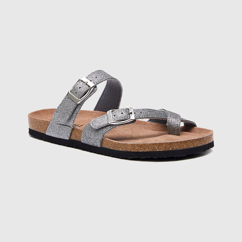 Double Buckle Cork Footbed Slippers