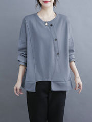 Female Casual Winter Soild Color Long-Sleeved Button Sweater Top