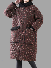 Abrigo corto holgado con bolsillo y botones de longitud media para mujer