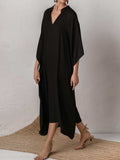 Plain Polyester Long Sleeves Kaftan Dress