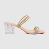 One-sidedSquare Heel Sandals Pink