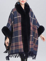 Extravaganter Cape Cardigan mit Quastenborte und weitem Ausschnitt