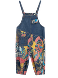 Classic Denim Pockets Printed Dungarees