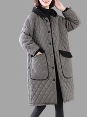 Abrigo corto holgado con bolsillo y botones de longitud media para mujer