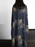 Summer wear Printed Silk Dark-Blue Kaftan Dress