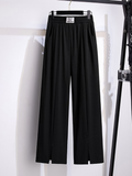 summer high waist straight pants loose ice silk trousers