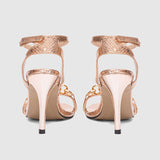 Ankle Strap Thin Heeled Sandals Gold