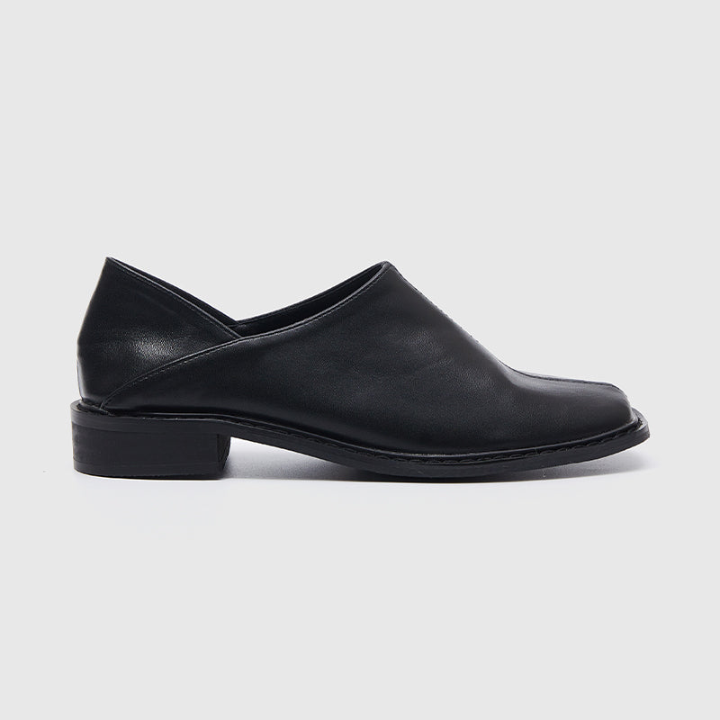 Square Toe Flats Loafers Black