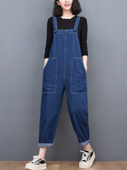 Jeans-Overall mit weitem Bein für Damen/Lässiger Jumpsuit/Sommer- und Frühlings-Jumpsuit