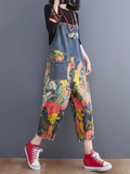 Classic Denim Pockets Printed Dungarees