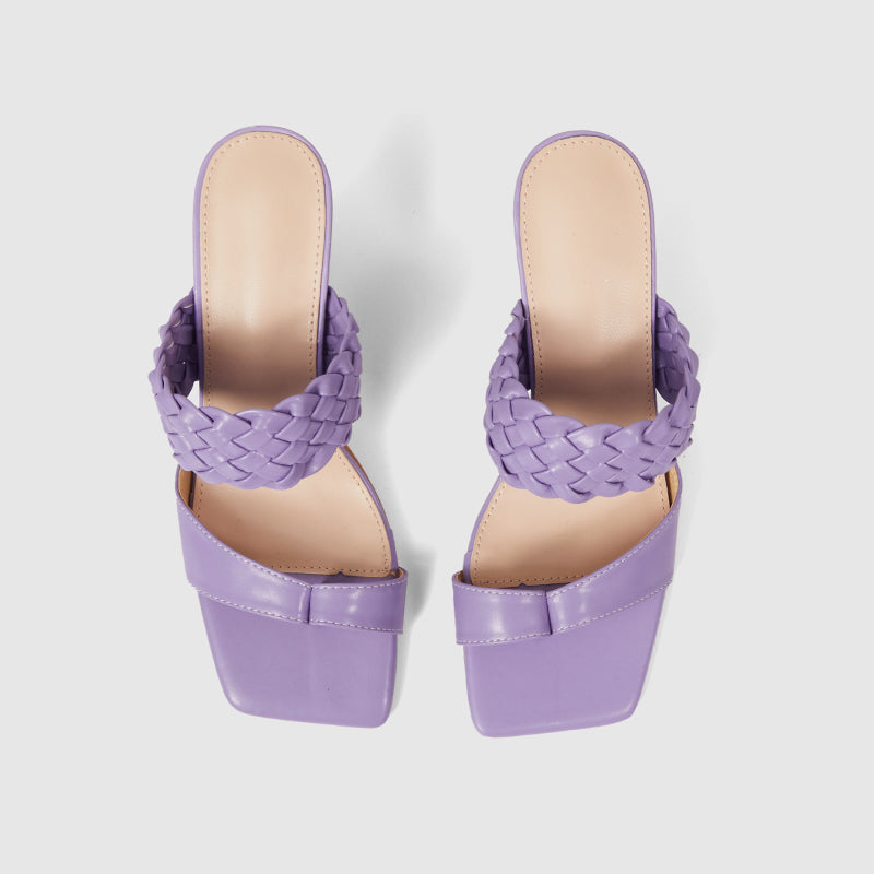 Braided Strap Chunky Sandals Purple