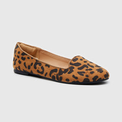 Zapatos planos de ballet con estampado de leopardo 