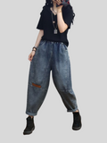 Spring Loose Casual Denim Slim Harem Bottom Pants