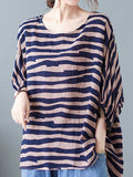 Printed Stripes Style Round-Neck Top