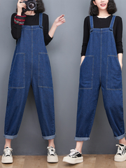 Jeans-Overall mit weitem Bein für Damen/Lässiger Jumpsuit/Sommer- und Frühlings-Jumpsuit