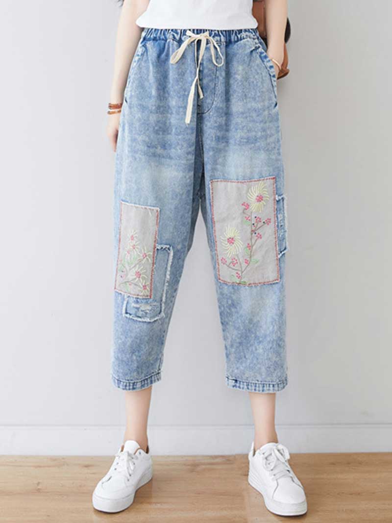 Starry Eyes – Kurze Baggy-Jeans aus Denim