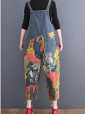 Classic Denim Pockets Printed Dungarees