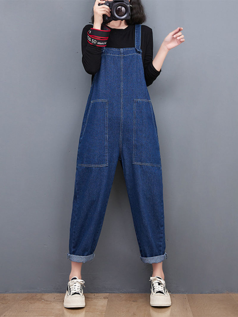 Jeans-Overall mit weitem Bein für Damen/Lässiger Jumpsuit/Sommer- und Frühlings-Jumpsuit