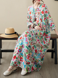 Chic Bohemian Long-sleeved floral Smock Dress