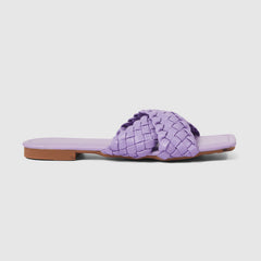 Pantuflas tejidas de verano, suaves y planas, moradas