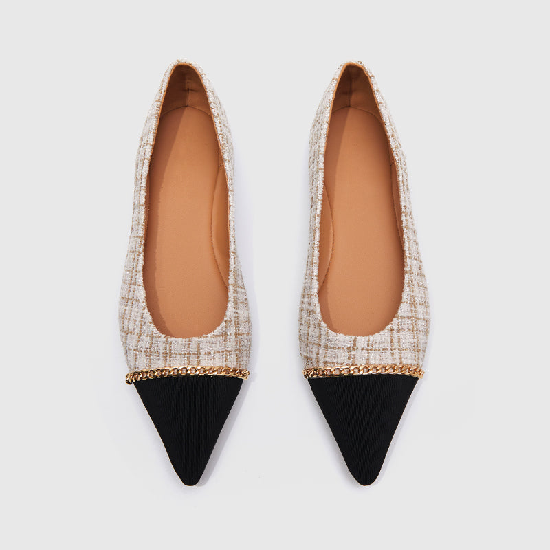 Pointy Toe Casual Flats Beige