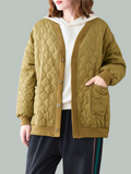 Rhombic Warm Cotton Plus fFeece Thick Light Down Padded Jacket