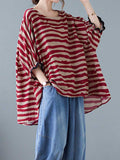 Printed Stripes Style Round-Neck Top