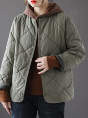 Abrigo corto grueso y cálido, holgado, con botones acolchados, para invierno