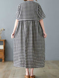 Feel Ambitious Plaid Cotton Smock Dress