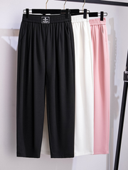 Pantalones de traje de verano de cintura alta, sueltos, de color liso