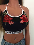 Fashion Embroidered Letter Print Halter Bra Lingerie