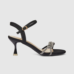 Pointed Ankle Strap High Heels Sandals Black