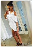 Shoulder Cut-Out Long T-Shirt