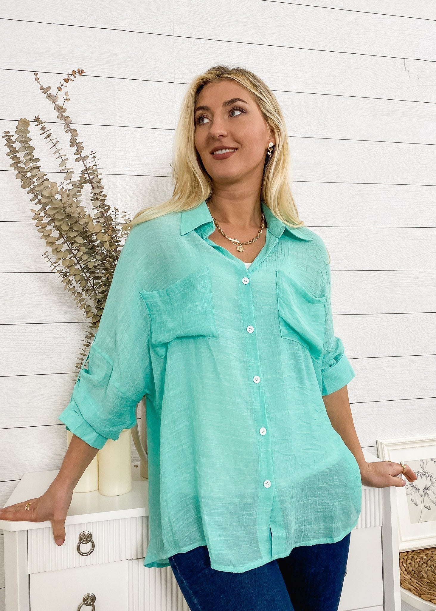 Solid Color Light Button Down