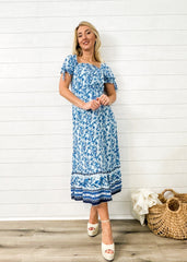 Kleid mit Puffärmeln und Boho-Print 